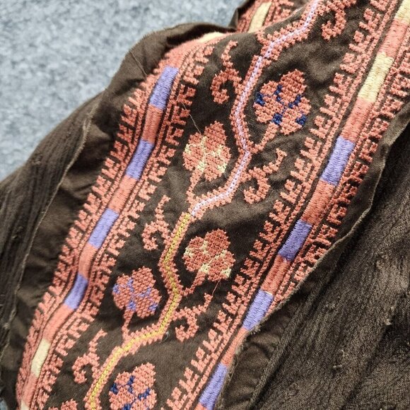 Free People Day Glow Mini Dress Size Small Boho Embroidered Raw Edge Open Back - Picture 8 of 16